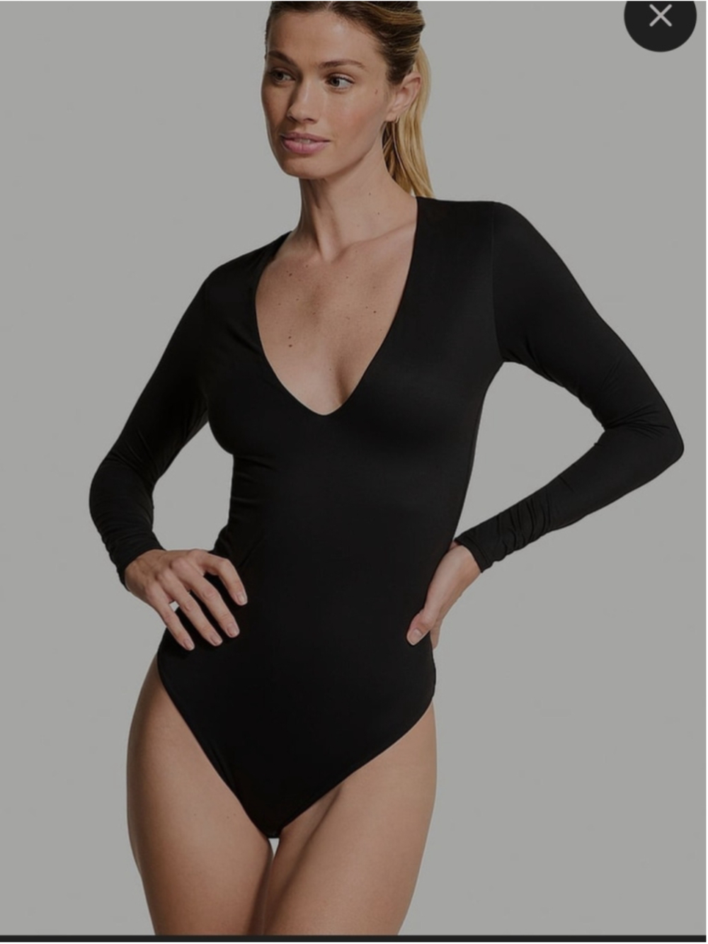 Victoria's Secret Black Long-Sleeve V-Neck Bodysuit